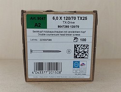 Ruuvi 6x120 A2 Torx25 100kpl/pkt