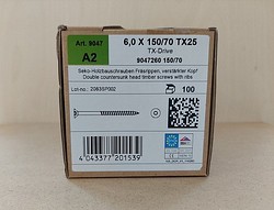 Ruuvi 6x150 A2 Torx25 100kpl/pkt