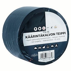 Käärintäkalvon teippi 75mm x 15m musta