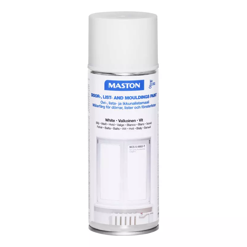 Spray Maston ovi- ja listamaali NCS S 0502-Y listavalkoinen 400 ml
